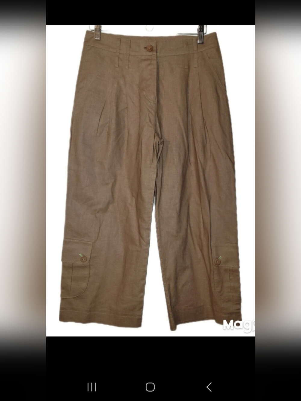 Cynthia Steffe Cropped Cargo Wide Leg Linen Blend Pants Brown Sz 6 Lightweight